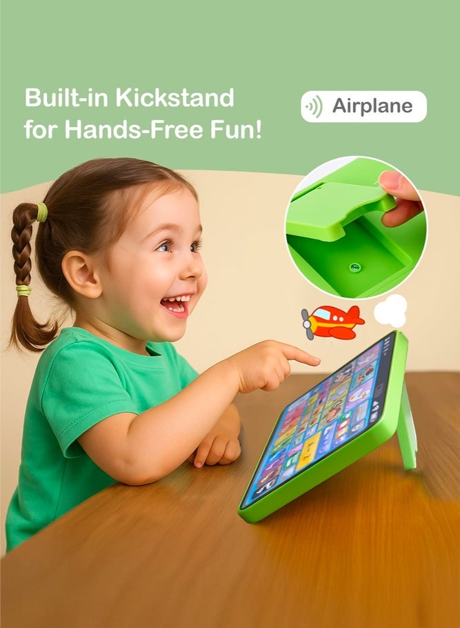 SHABILI Trilingual Educational Learning Tablet Toy for Toddlers 1–3, Screen-Free Sound Interactive Early Development Toy with Music Quiz Modes for Speech Therapy and Preschool Learning at Home or Travel, ABS Plastic (Green) - Image 5